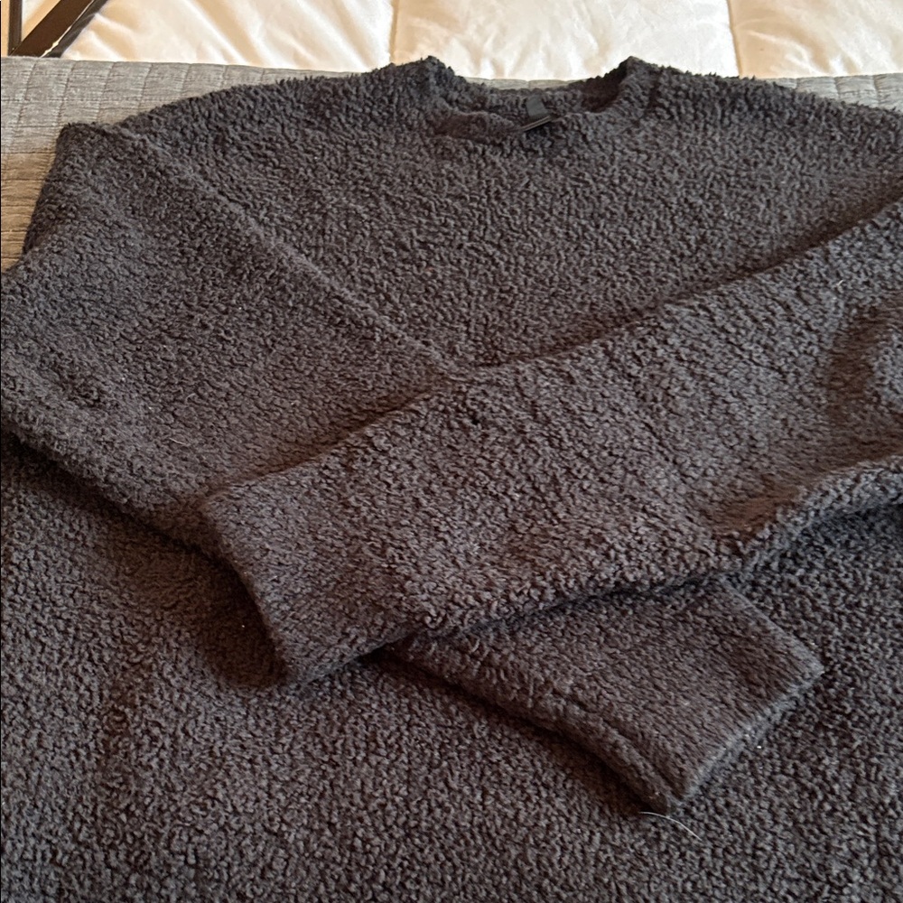 SKIMS Black Sherpa Crewneck Pullover